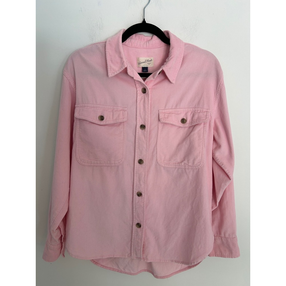 Pink Corduroy‎ Western Button Down Shirt Oversized Shacket Womens Small